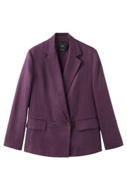 thumbnail: Mango regular blazer met linnen donkerpaars