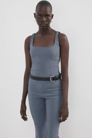 geruit top blauw