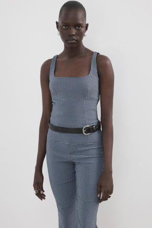 geruit top blauw