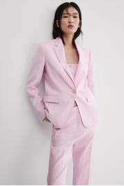 thumbnail: Mango straight regular waist broek met linnen lichtroze