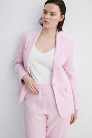 thumbnail: Mango straight regular waist broek met linnen lichtroze