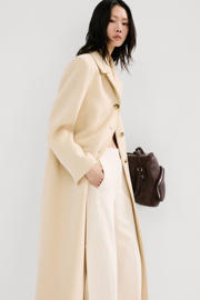 thumbnail: Mango wide leg regular waist broek lichtgeel
