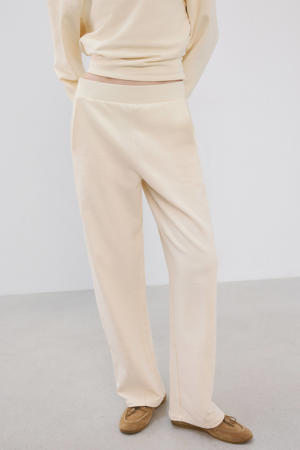 wide leg regular waist broek lichtgeel