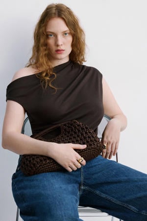 asymmetrische top donkerbruin