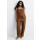 Mango straight regular waist broek met linnen bruin