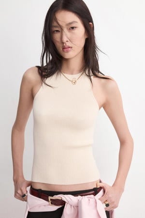 top rib gebreid beige