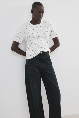 T-shirt met stippen ecru