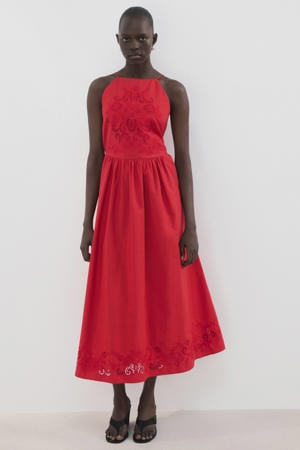 zomerjurk broderie rood