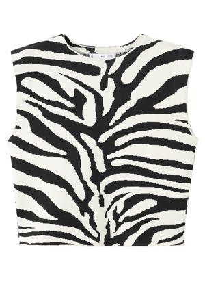 top met zebraprint fijn gebreid zwart