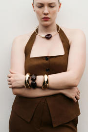 thumbnail: Mango gilet met linnen bruin