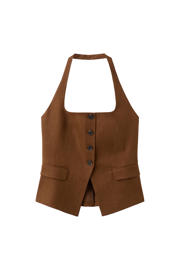 thumbnail: Mango gilet met linnen bruin