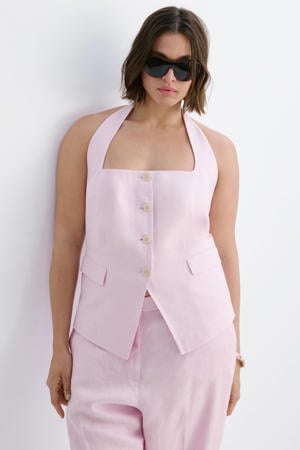 gilet met linnen lichtroze