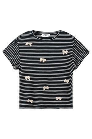 gestreept T-shirt donkerblauw