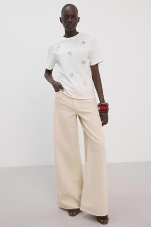 T-shirt met bloem wit