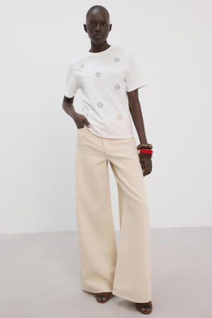 T-shirt met bloem wit