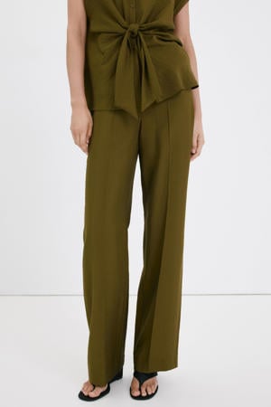 straight regular waist casual broek groen