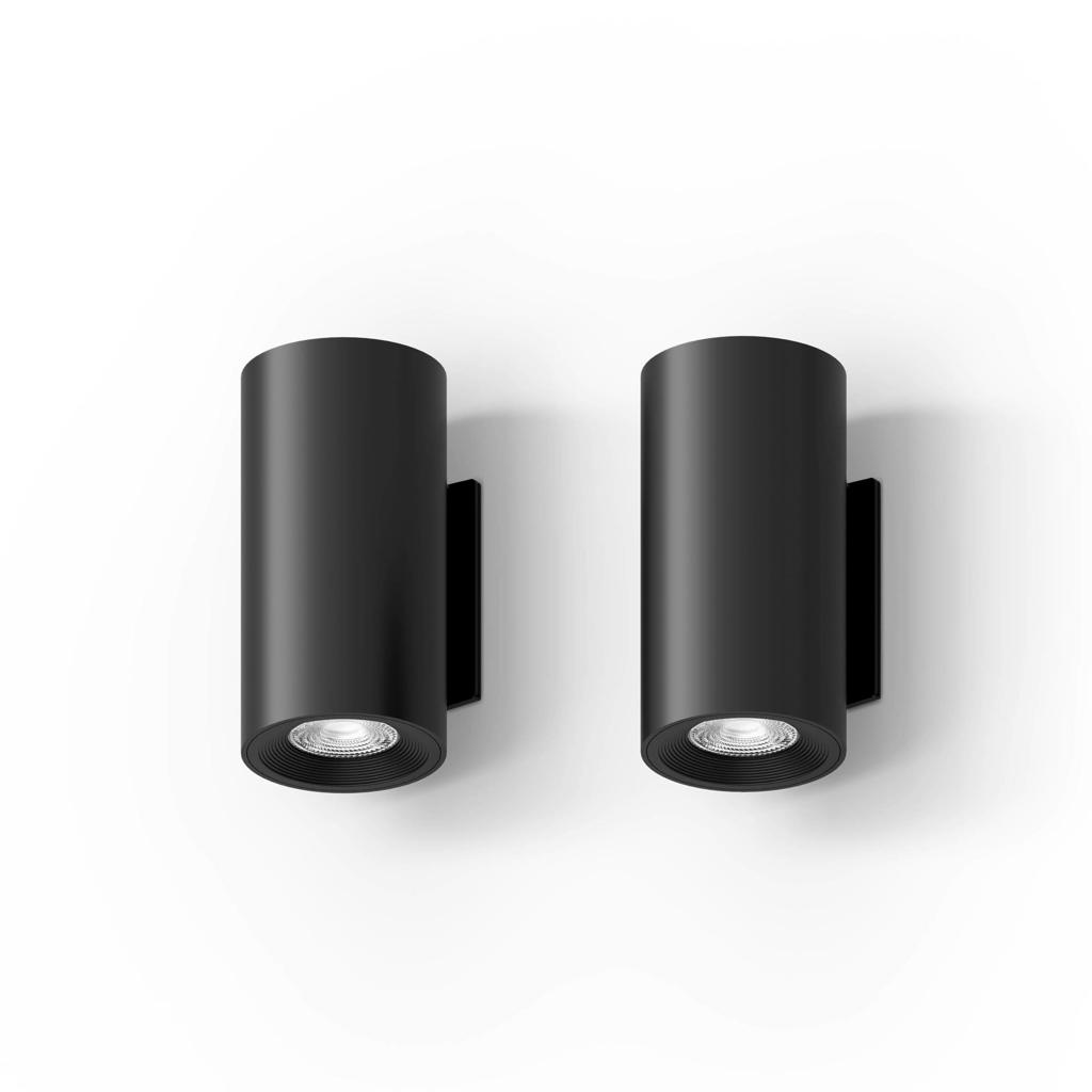 Calex Valmer 2-pack wandlamp - Up & Down – zwart