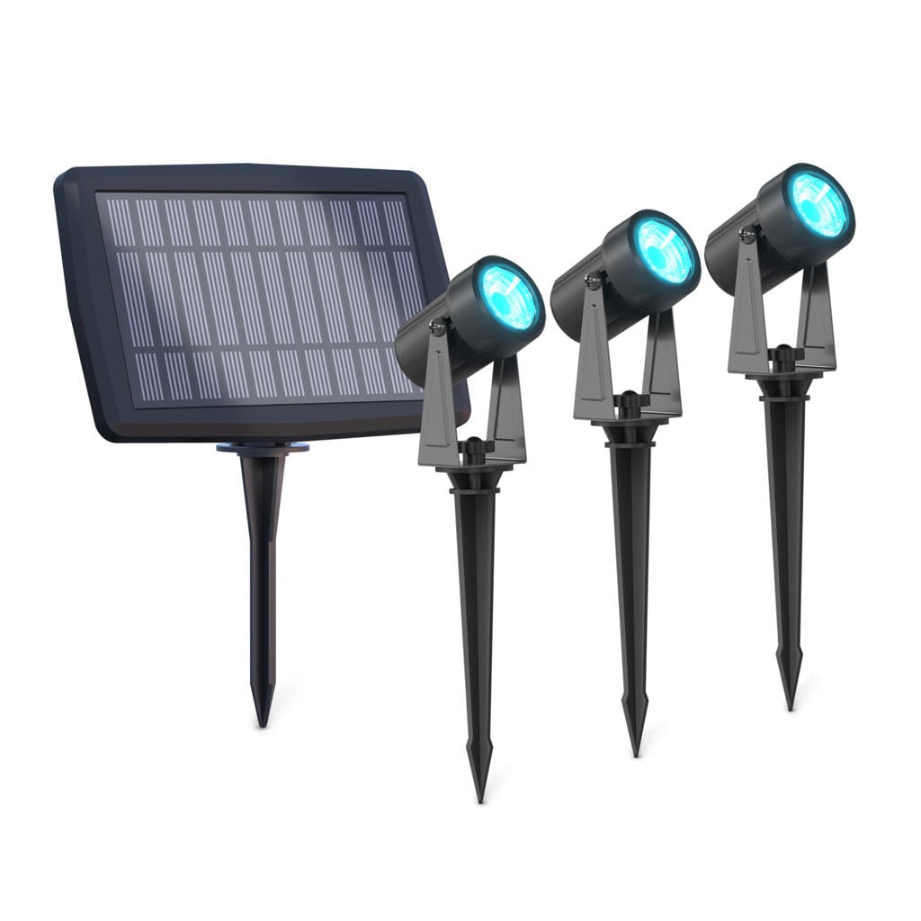 Calex Aosta Solar spotlight – 3-Pack – zwart
