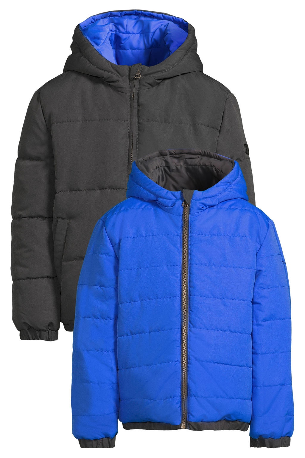 Orange Stars reversible gewatteerde winterjas - antraciet