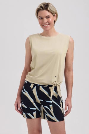 travelstof regular high waist casual short zwart