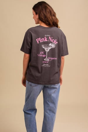 T-shirt met backprint antraciet