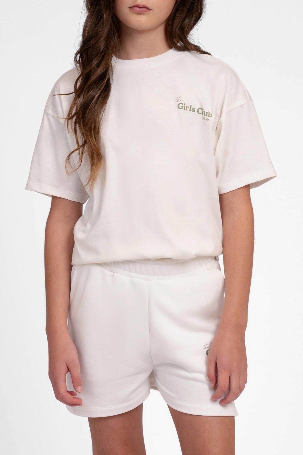Witte meisjes NIK&NIK rechtvallend T-shirt van katoen met backprint, korte mouwen en ronde hals