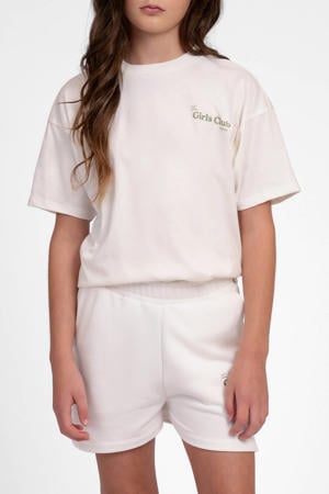 rechtvallend T-shirt met backprint - wit