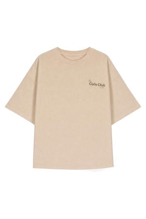 rechtvallend T-shirt met backprint - lichtbruin