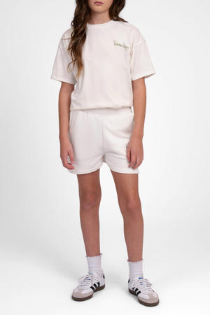 sweat regular fit sweatshort met tekstprint - wit