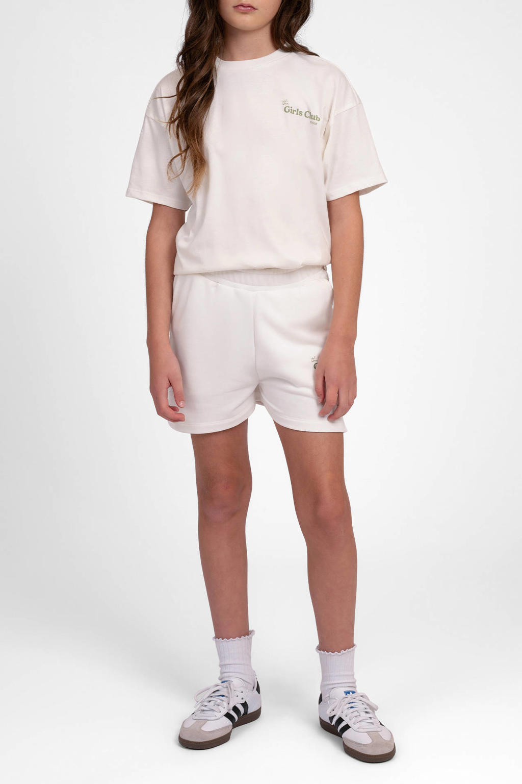 Witte meisjes NIK&NIK sweat regular fit sweatshort met elastische tailleband en tekst print