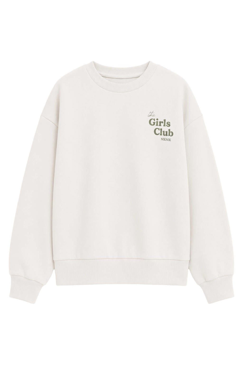Witte meisjes NIK&NIK sweater met backprint, lange mouwen, ronde hals en geribde boorden