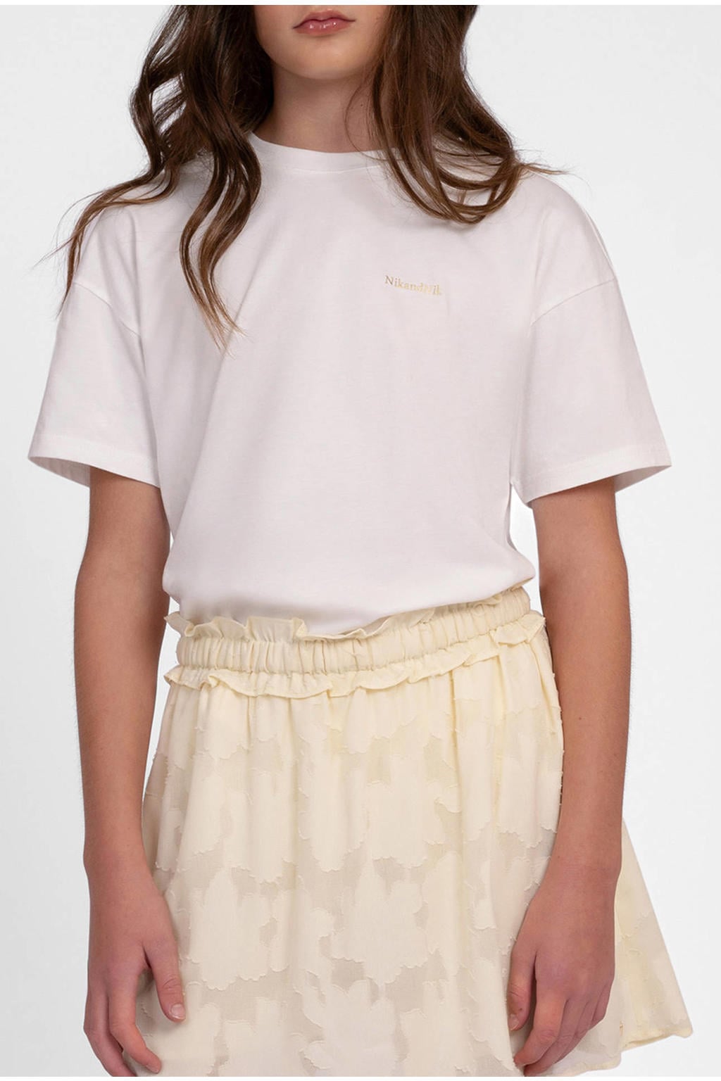 Witte meisjes NIK&NIK T-shirt van katoen met backprint, korte mouwen en ronde hals