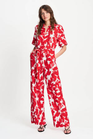 gebloemde jumpsuit rood