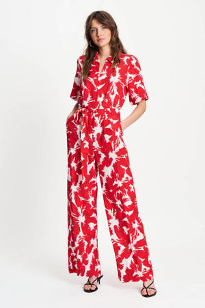 gebloemde jumpsuit rood