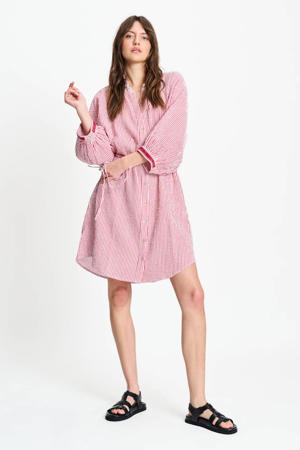 gestreepte blousejurk roze