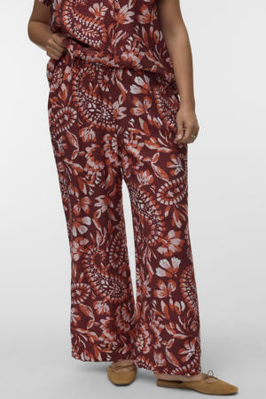 wide leg high waist gebloemde casual broek oranje