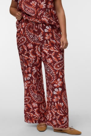 wide leg high waist gebloemde casual broek oranje