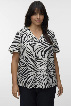 top met zebraprint zwart