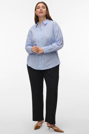 gebloemde blouse lichtblauw