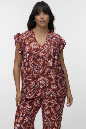 top met paisley print roodbruin