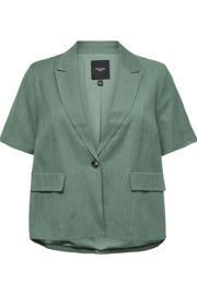 thumbnail: Groene dames VERO MODA CURVE regular blazer van viscose met effen, lange mouwen, reverskraag en knoopsluiting