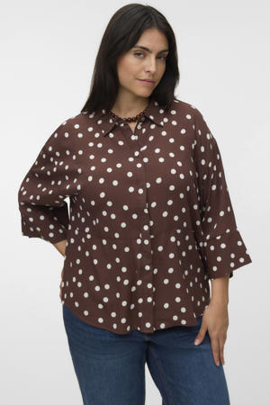 blouse Plus Size met stippen - bruin
