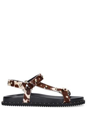 sandalen met koeienprint bruin
