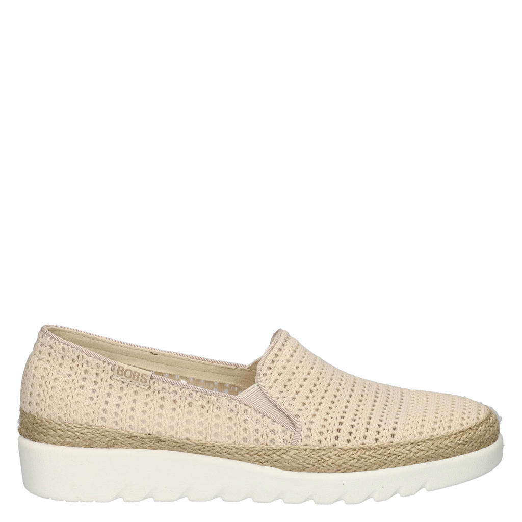 Beige en lichtbruine dames Bobs Flexpadrille Hi instappers natural van textiel