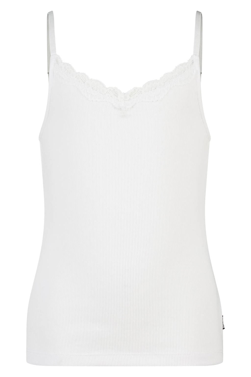 Witte meisjes America Today mouwloze top rib gebreid met effen, spaghettibandjes, V-hals en kant