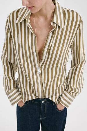 gestreepte blouse kaki