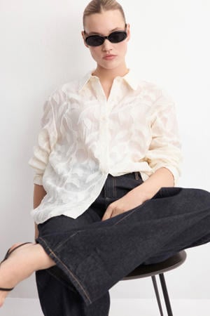 blouse met textuur ecru