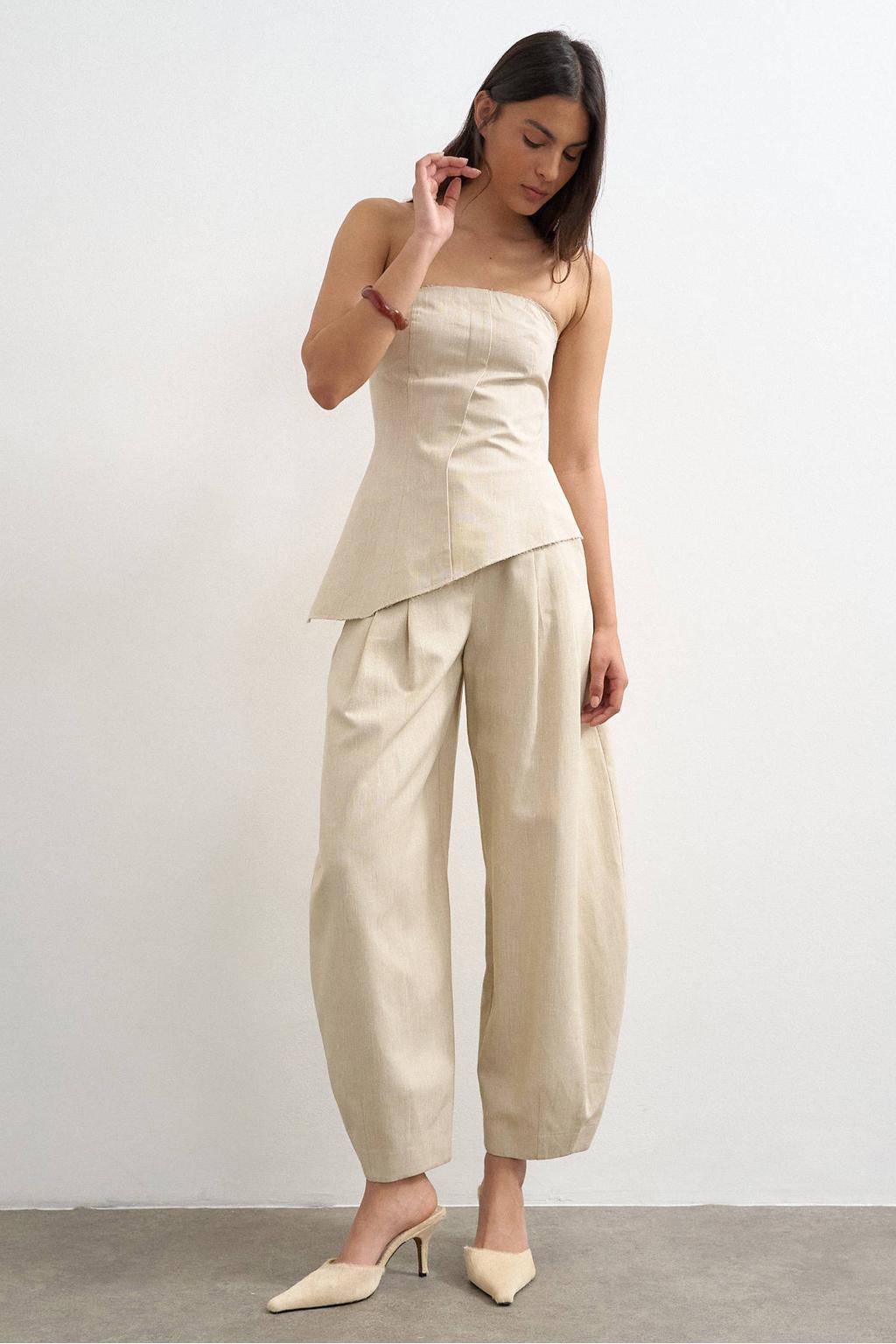 Beige dames TOPSHOP top van polyester met effen