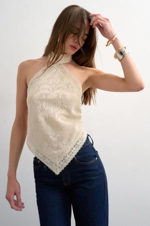 regular fit gehaakte top - ecru