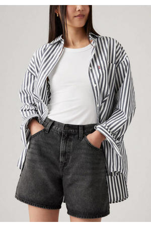 high waist short black denim